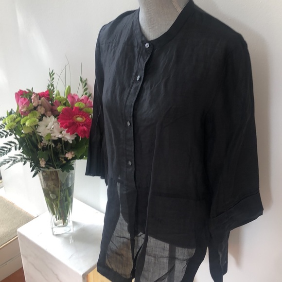 Vince 100%Ramie Semi-Sheer Tunic
